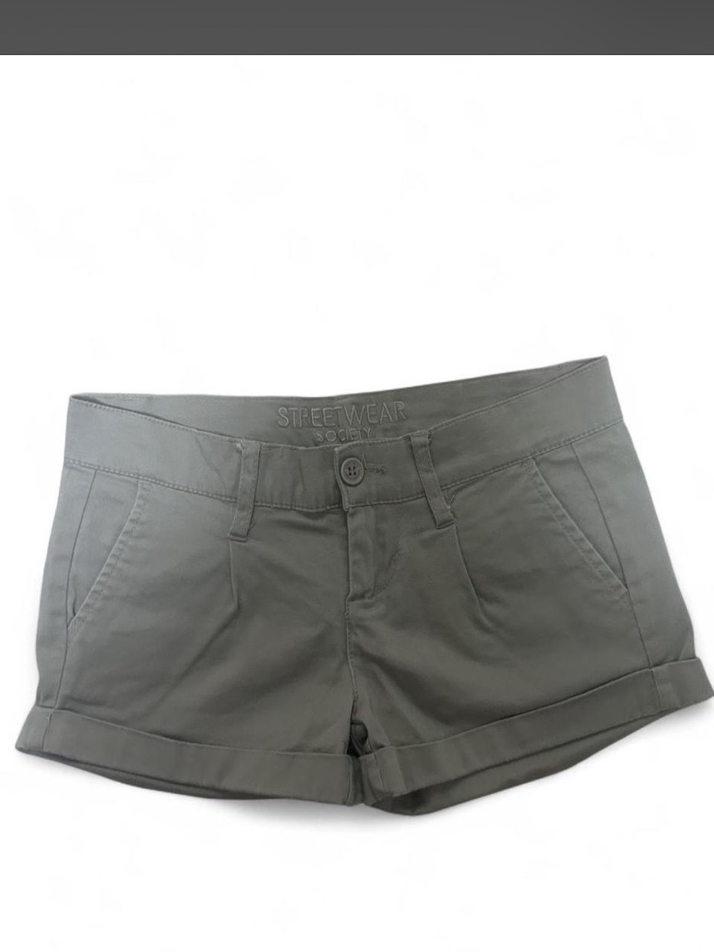 Streetwear Society Olive Green Cuffed Cotton Blend Shorts